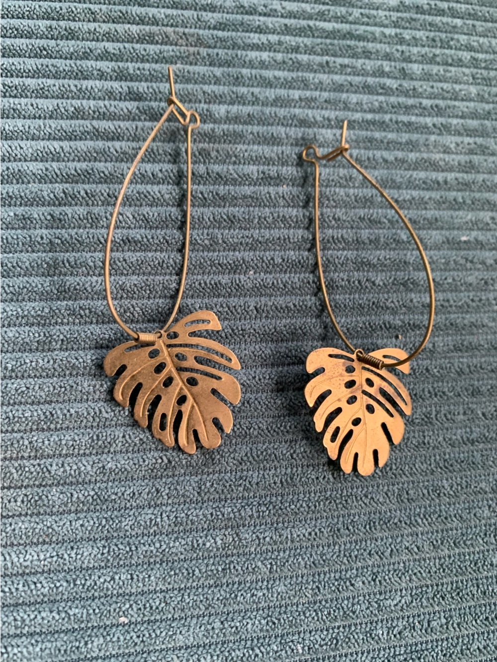Bronze Monstera Leaf Drop Earrings -